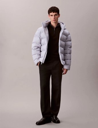 Calvin Klein Ls Quilted Bonded Channel Hd Puf - Grey - S