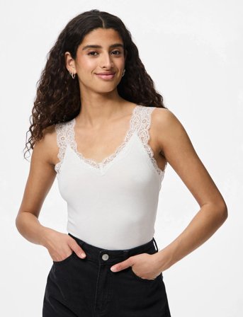 Pieces Pcbarbera Lace Top Jrs Noos Bc - White - XL