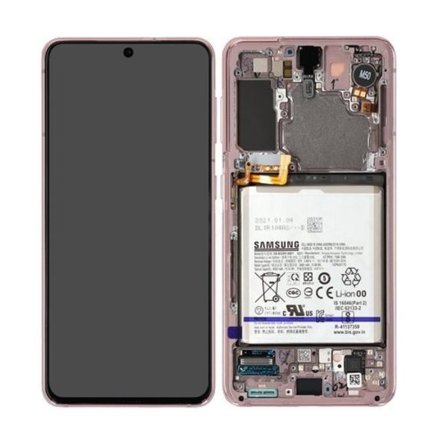 Original Samsung Galaxy S21 5G LCD Skärm + Batteri - Phantom Pink