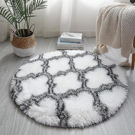Enkel rund matta mjuk och bekväm filt absorberande halkfri matta hem vardagsrum sovrum ny (vit lykta)