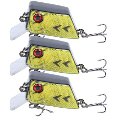 3 stk. Cube Mini Agn Kunstig Fisk Lokkemad Fiskegrej Værktøj med Skarpe Kroge 3#