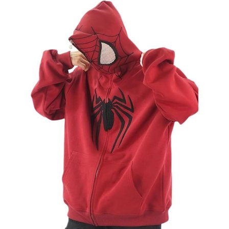 Spider Hoodie Kvinder Y2k Spiderman Hoodie Oversized Fuldt Lynlås Grafisk Hoodies Spiderman Jakke Kawaii Sweatshirt