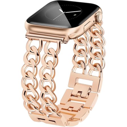 Kultaiset kellonrannekkeet naisille, yhteensopiva Apple Watch -rannekkeen 38 mm 40 mm 41 mm 42 mm (S10) kanssa, säädettävä metalliranneke, cowboy-