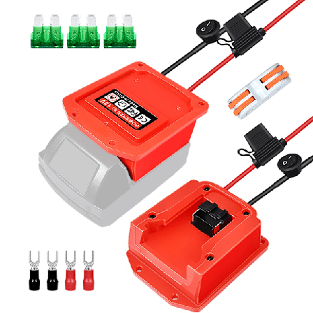 Virtapyörän sovitin Milwaukee M18 18V akulle, sulakkeella RC-autoille ja robotiikalle