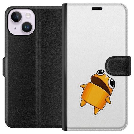 Kompatibelt Lommeboketui til Apple Apple iPhone 15 Orange tegnet figur med store øyne og dynamisk posisjon i leken stil