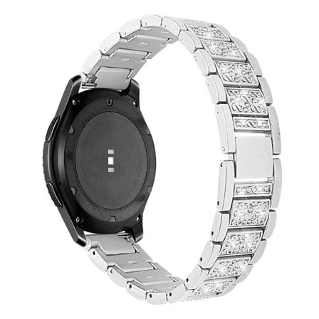 22mm Samsung Gear S3 Frontier Rhinestone Rustfritt Stål Klokkereim - Sølv