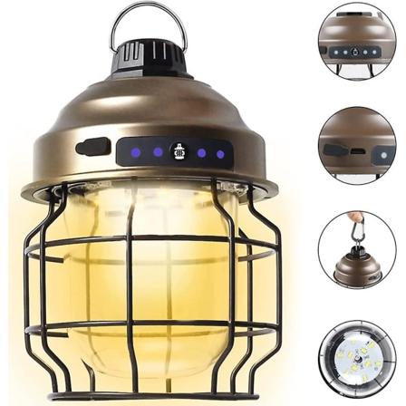 Campinglampe Led Usb oppladbar, campinglykt 3 moduser og kontinuerlig dimbar campinglys Vanntett, campinglampe teltlampe for utendørscamp