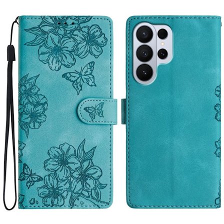 Mobilskal till Samsung Galaxy S26 Ultra Butterfly Blommönster KonstLäder - Grön