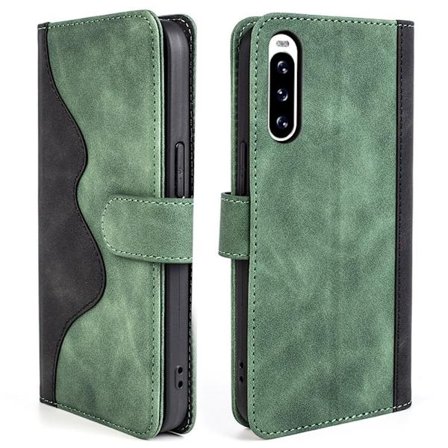 To-farvet Sony Xperia 10 V læderetui - Grøn