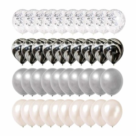 40-pack balloner hvid sort sølv konfetti balloner fødselsdag
