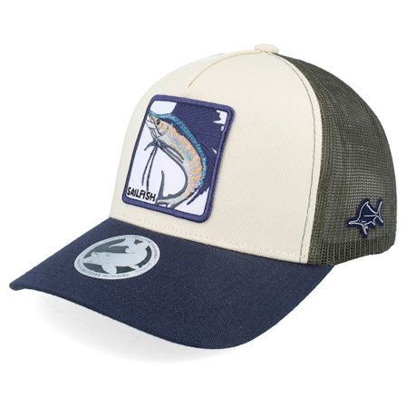 Skillfish - Grå trucker Kasket - Sail Fish Box Light Grey/Black/Charcoal A-frame Trucker @ Hatstore