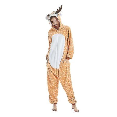 Julehjort Onesie Dyrepyjamas Rådyr Kostyme for Halloween 130CM