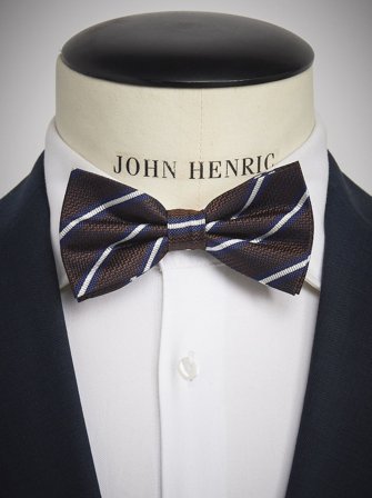 John Henric Men's Braun Gestreifte Fliege Size Pre-tied