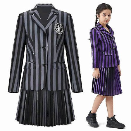 Wednesday Addams Cosplay -pukusetti Nevermore Academy koulupuku Halloween karnevaalijuhlapuku naisille tytöille