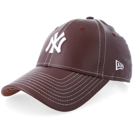 New Era - Marrón adjustable Gorra - New York Yankees Womens Topstitch Pu 9FORTY Brown Adjustable @ Hatstore