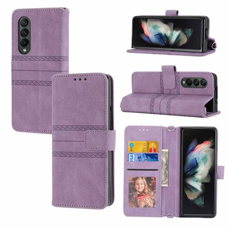 Kompatibel med Samsung Galaxy Z Fold 4 5G Plånboksfodral med Kortfack Flip PU Läder Prägling Fällbar Stötsäker Skyddande Skal
