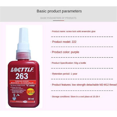 Thread Seal Lock Glue Universal 263 Anaerobinen Liima Ruuvien Lukitusaine Anti-korroosio