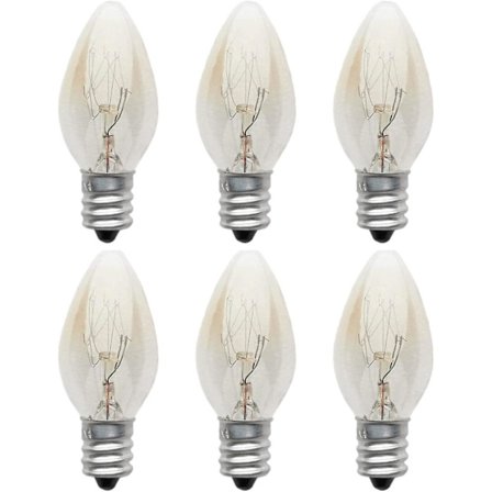 6 stykker pære E12 glødelampe 220v 10w C7 spids boble E12 lille skrue salt lampe, natlampe med pære til salt lampe, glødelampe Tu