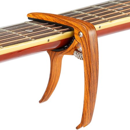 Mörk trä - 1 st gitarr capo i legering lämplig för 6 strängade folk gitarrer, akustiska och elektriska gitarrer, ukulele, mandolin och banjo gitarr 