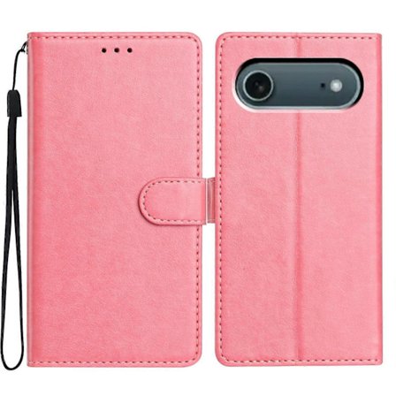 Yhteensopiva iPhone 17 Air -nahkakotelon kanssa, jossa on lompakko, jalusta ja kätevä ranneke - Ruusu-lingling