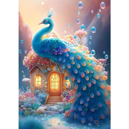 Diamantmaleri / DIY 5D Diamantmaleri - 30x40cm -Påfugl-2