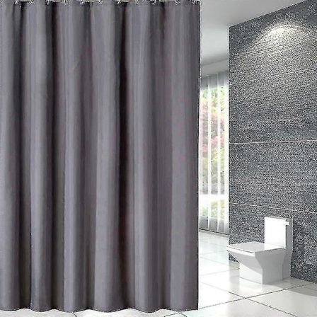 Shower curtain 240x200 cm, with 16 hooks, extra wide, weighted, mildew resistant, dark gray, waterproof, large bathroom curtains, polyester fabric