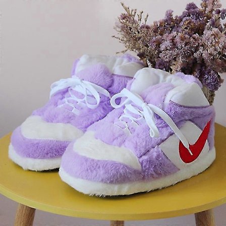 Sneakers-lignende Plys Sutsko Kreativ Indpakning Fuzzy Varme Vinter Indendørs Hjemmesko Bomuldssko