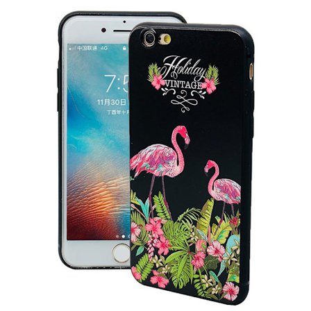 Black Flamingo - Retroskal av silikon för iPhone 6/6S Plus