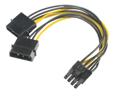 AKASA strømadapter - 4-pin intern strøm til 8-pins PCIe-strøm (6+2) - 15 cm