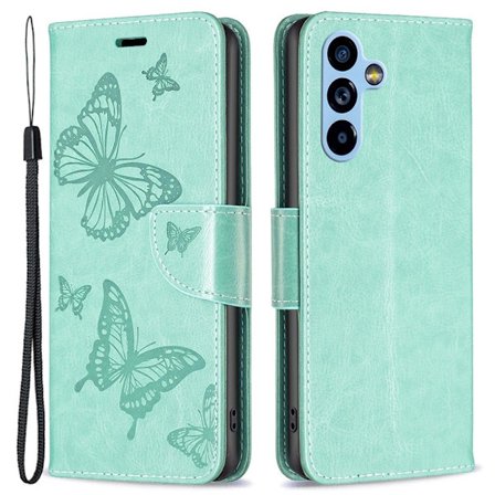 Butterfly Samsung Galaxy A54 Läppäkotelo - Vihreä