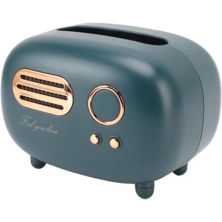 Kudoksen laatikko Vessa Kudoksen Makuuhuoneen pidike Vintage Vintage Radio Kudoksen laatikko Kansi Pöydälle (Vihreä)