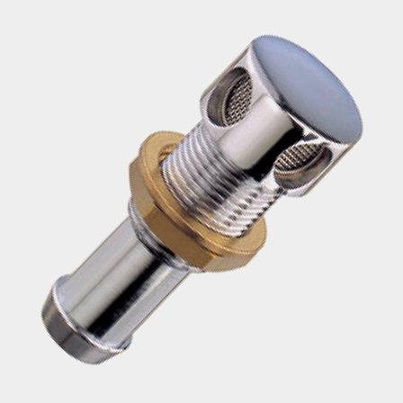 Tankventilator kromad mässing rak slang 16mm.