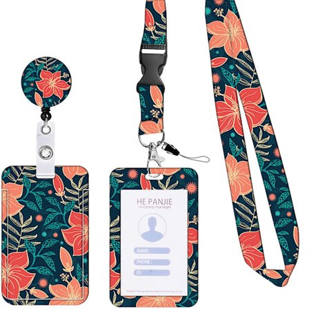 Kaulahihna, jossa korttipidike (punainen kukka), Lanyard S