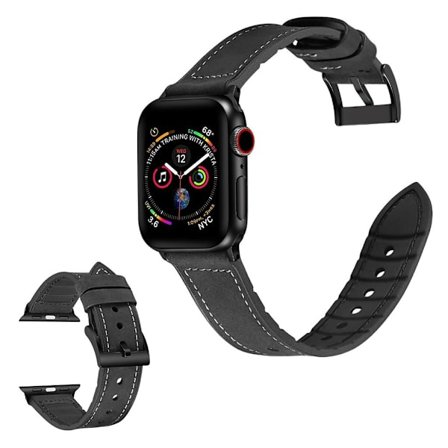 Apple Watch Series 6 / 5 40mm silicone + leather coated watch band - Black