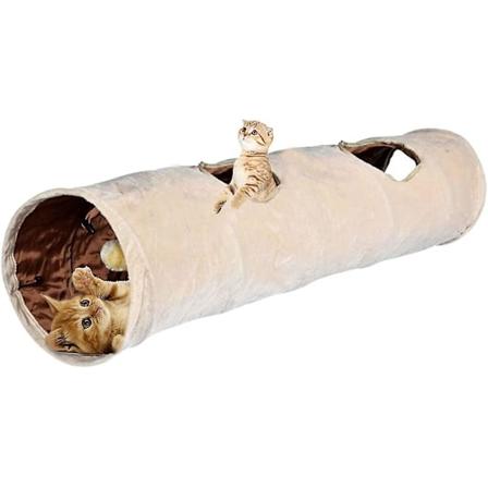 Kattetunnel med 2 Huller Blød og Sammenklappelig Sved, Rør og Tunneler til Kæledyr Katte Killinger Kaniner, D25 * 120cm