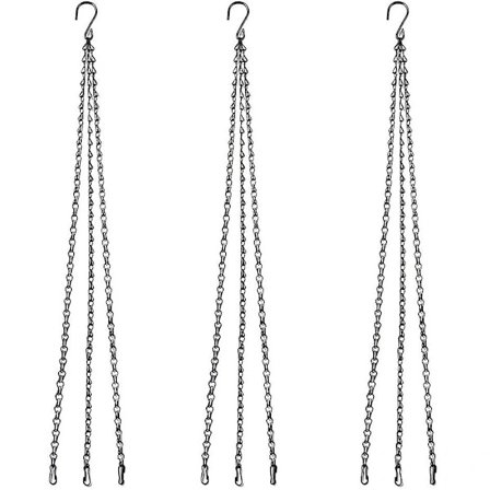 Sunrain Hengende kurv-kjetting, 3 sett planteoppheng metallkjettinger med klips kompatible med blomsterpotter, plantekasser[co]