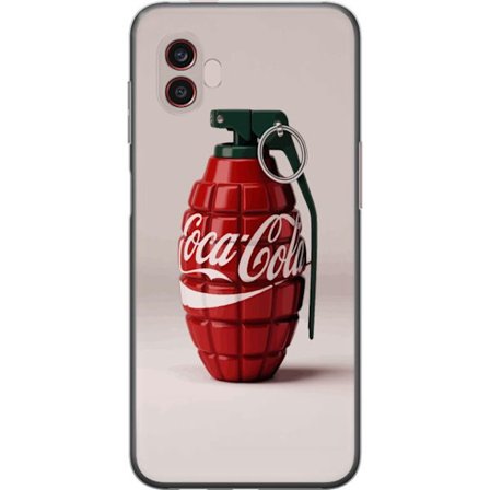 Kompatibel Mobilcover til Samsung Samsung Galaxy Xcover6 Pro Kunstnerisk illustration af Coca Cola granatæble i rødt og grønt, pop art inspireret m