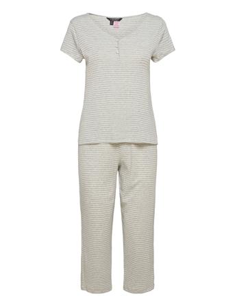 Lrl Scallop V-Neck Capri Pant Set Grey Lauren Ralph Lauren Homewear