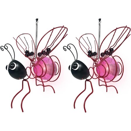 2-pak Solcelle Bi-lys Udendørs, Solcelledrevet Hængende Bi-lys Haveudstilling Dekoration, Vandtæt Bi-simuleringslys til Haven