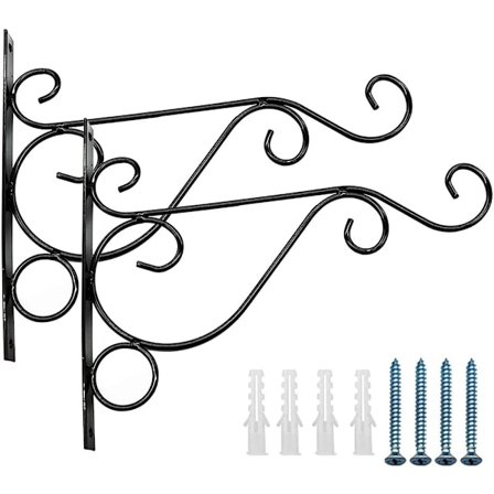 2 stk. metall plantekroker for oppheng utendørs veggbrakett for blomsterpotter fuglematere vindklokker lanterner