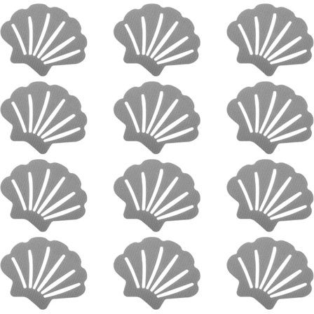 12 stk. skridsikre badekar-klistermærker, skridsikre brusebad-klistermærker, søde muslingeformede gulvklistermærker til badeværelse, grå