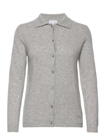 Classic Shirt Strikkegenser Cardigan Grå Davida Cashmere