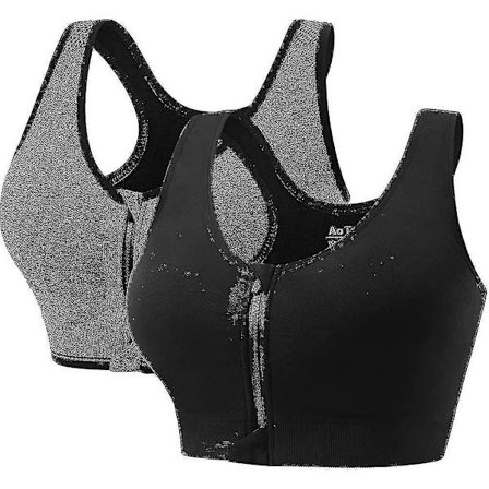 2 Sport-BH:ar med dragkedja fram med avtagbara kuddar för löpartröja för kvinnor Yoga Linne-n
