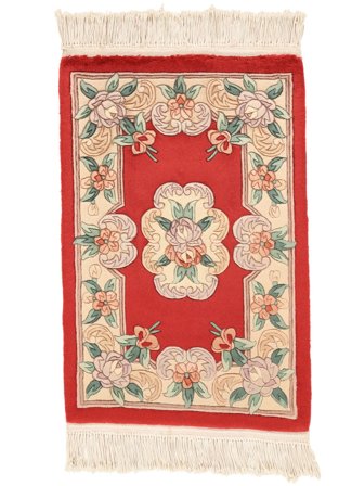 Hand Knotted China 90 Line Rug 60X90 Beige/Dark Red