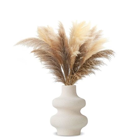 Vase for Pampas Grass White, Moderne Keramisk Dekorativ Vase for Tørkede Blomster, Donut Spiral Blomster Vase Rund Vase med Hull