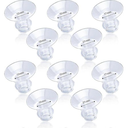 10 stk. flensinnsatser, 13/15/17/19/21 mm silikon brystpumpe flensinnsats bærbar brystpumpe tilbehør