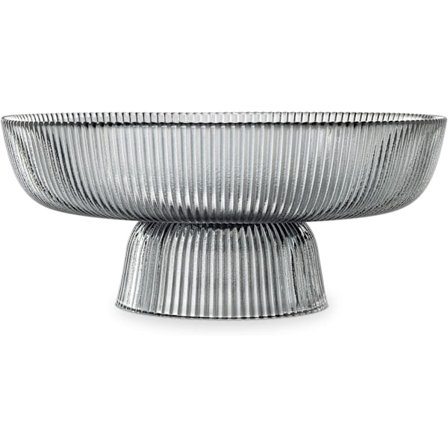 Glasfruktskål - Dekorativ Ribbad Färgad Glasskål för Frukt, Snacks, Godis - 26cm Diameter Bordscentrum