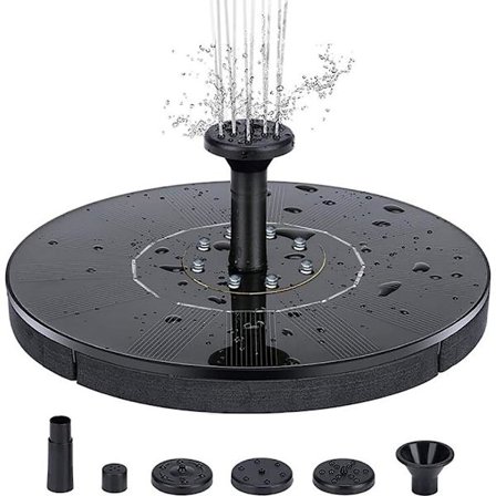 Solcelledrevet fontene 18 cm med fargerik LED-belysning -