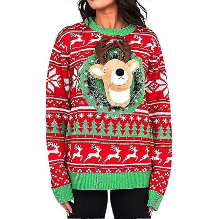 Unisex Strikket Stygg Julegenser Nyhet 3D Søt Dukke Pullover Gensere Morsomme Fester Ferie Genser Topp-zong