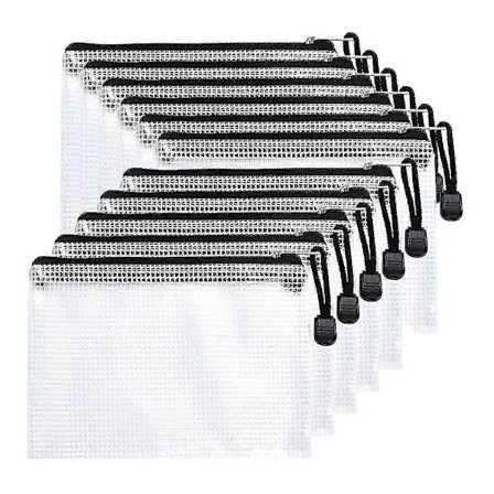 a6 glidelåspose, glidelås dokumentmappe, transparent mappe, PVC-mappe med svart glidelås for mapper, papirer, dokumenter - 10 stk A6